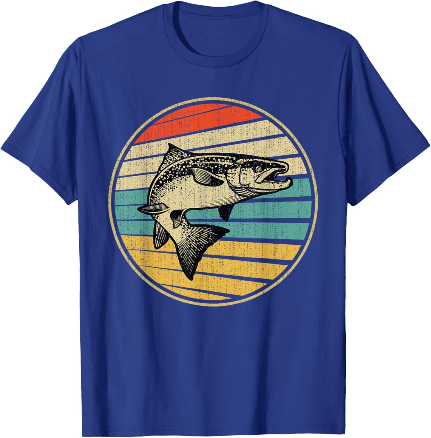 Salmon Fishing Fish Vintage Retro 70s 80s Fisherman Funny T-Shirt - T-Shirt | Royal