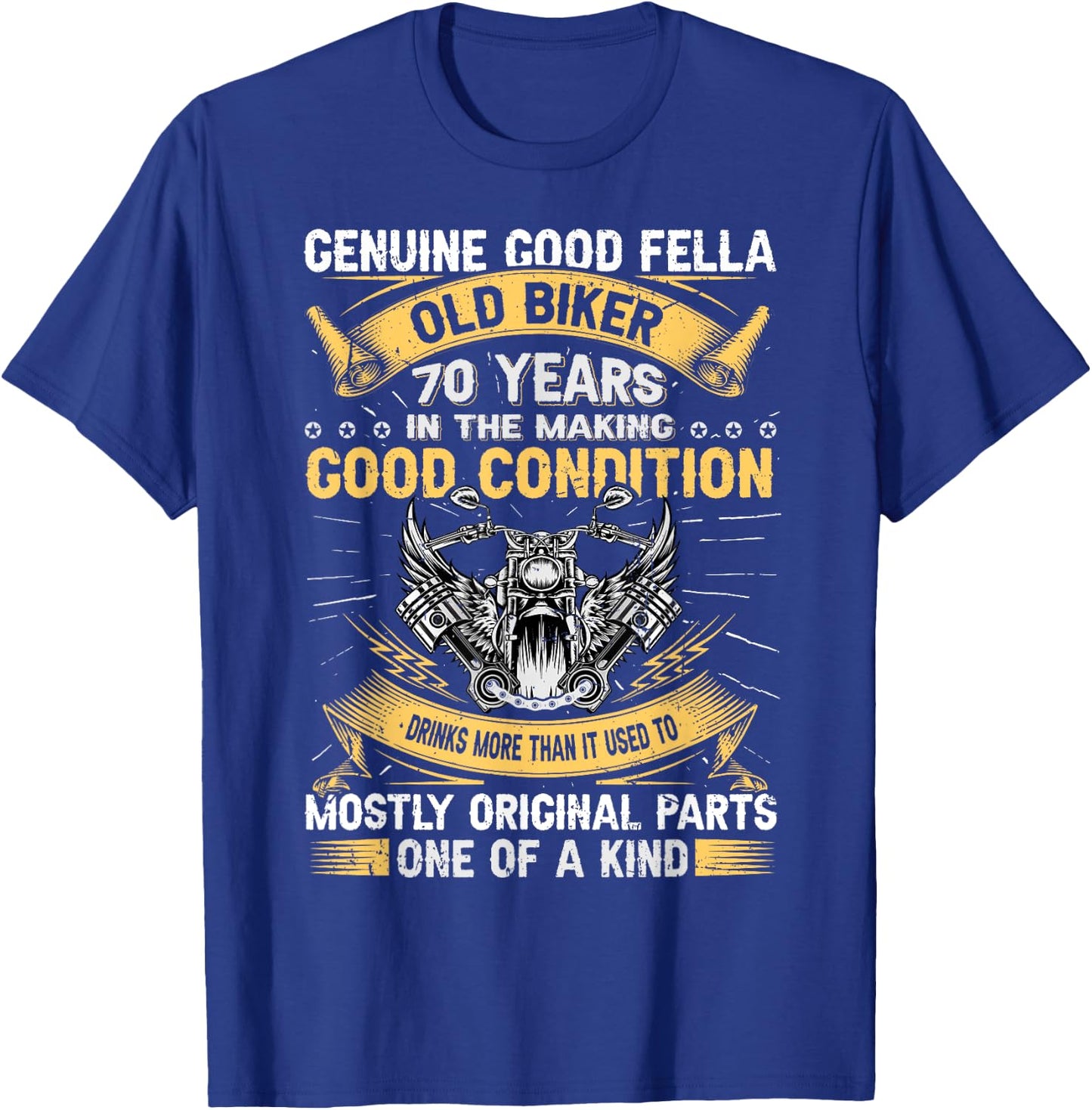 Old Biker 70 Years In The Making 70th Birthday Biker T-Shirt - T-Shirt | Royal