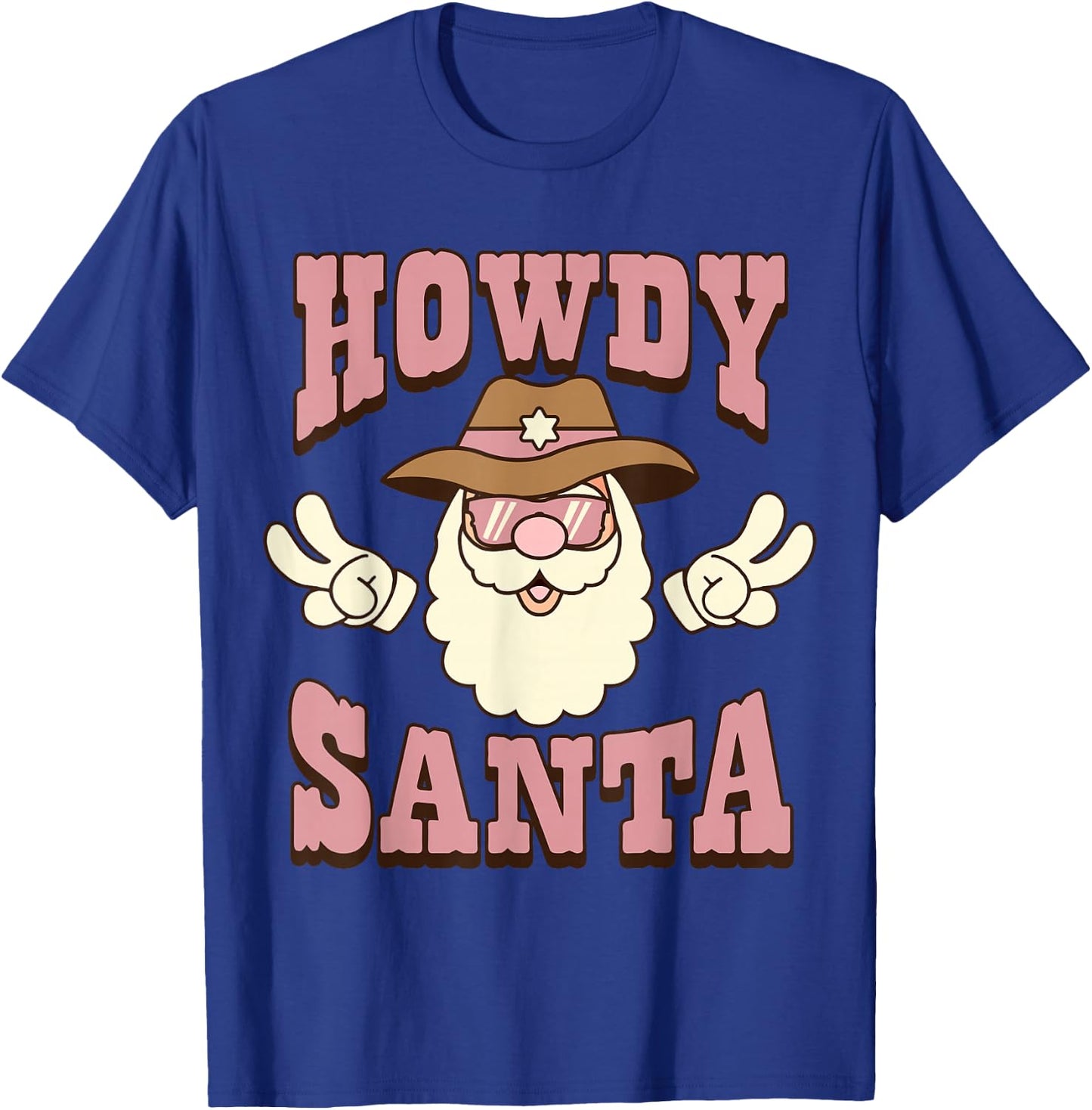 Howdy Santa Country Christmas Cowboy Groovy Retro T-Shirt - T-Shirt | Royal