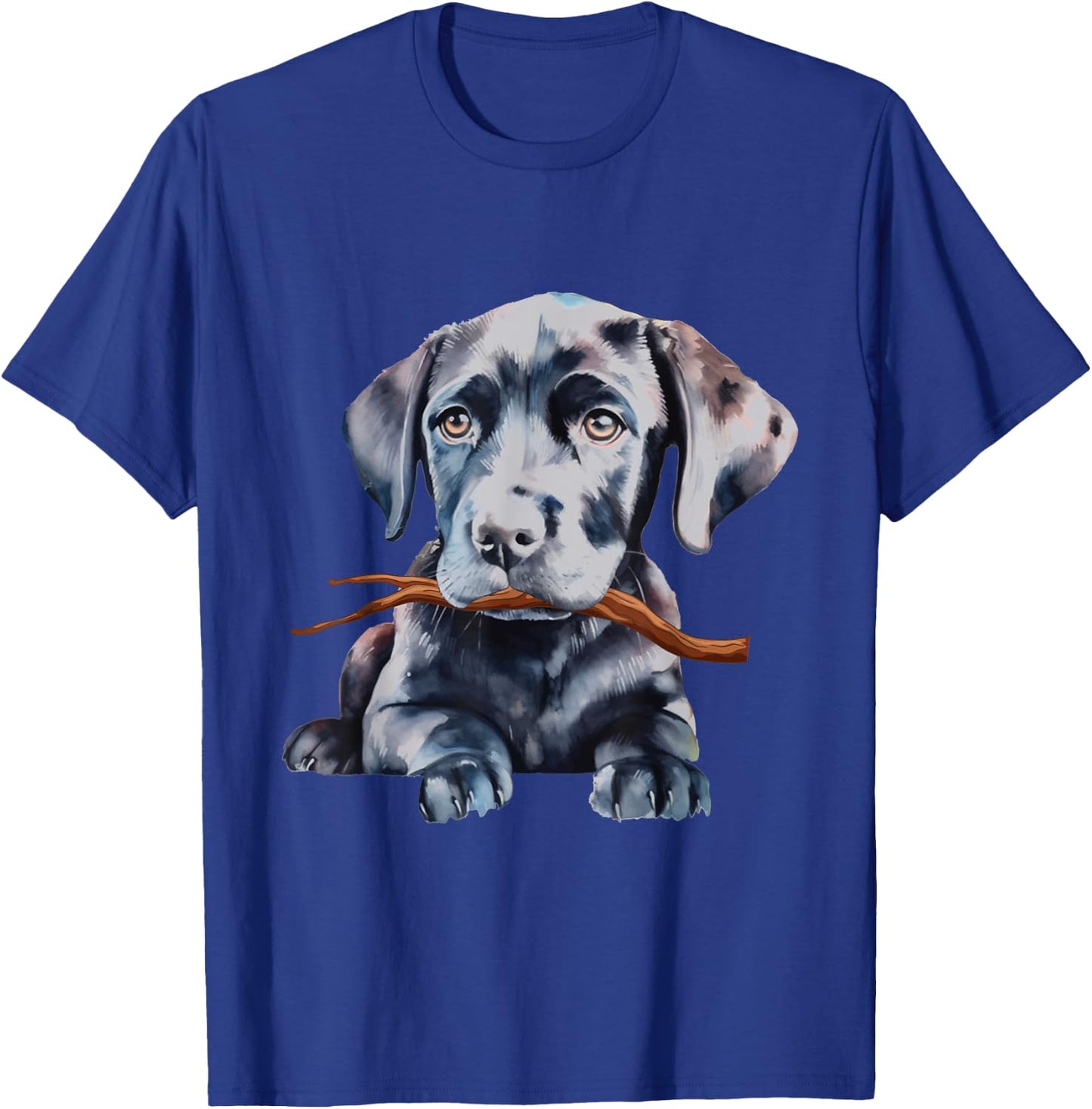Black Labrador Fetching Stick - Pet Lover Puppy Dog Training T-Shirt - T-Shirt | Royal