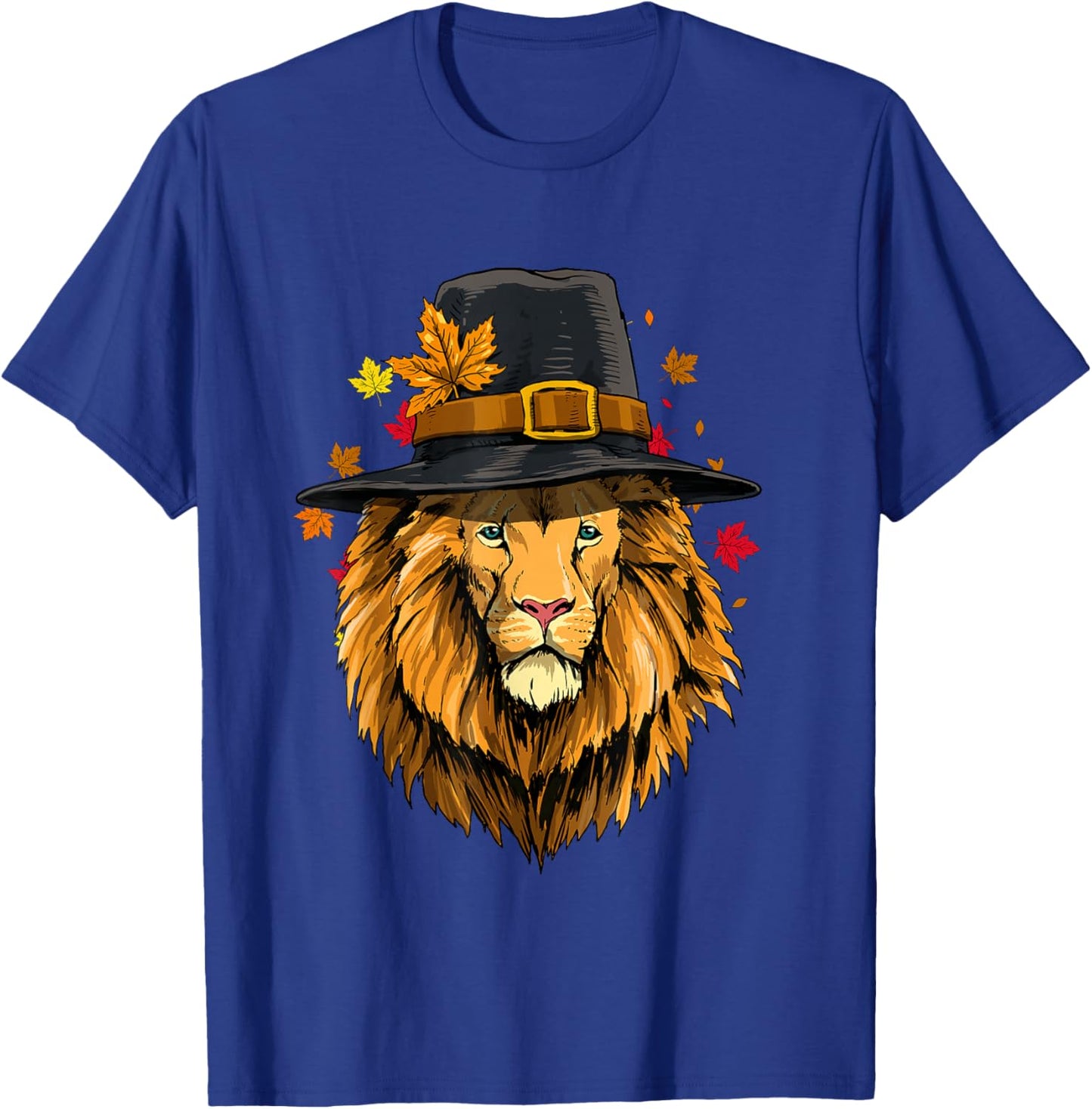 Thanksgiving Lion Pilgrim Turkey Day Autumn Fall Lion Lover T-Shirt - T-Shirt | Royal