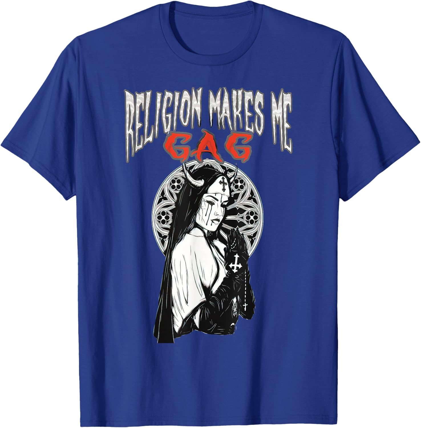 Religion Makes Me Gag Evil Satanic Antichrist Nun T-Shirt - T-Shirt | Royal