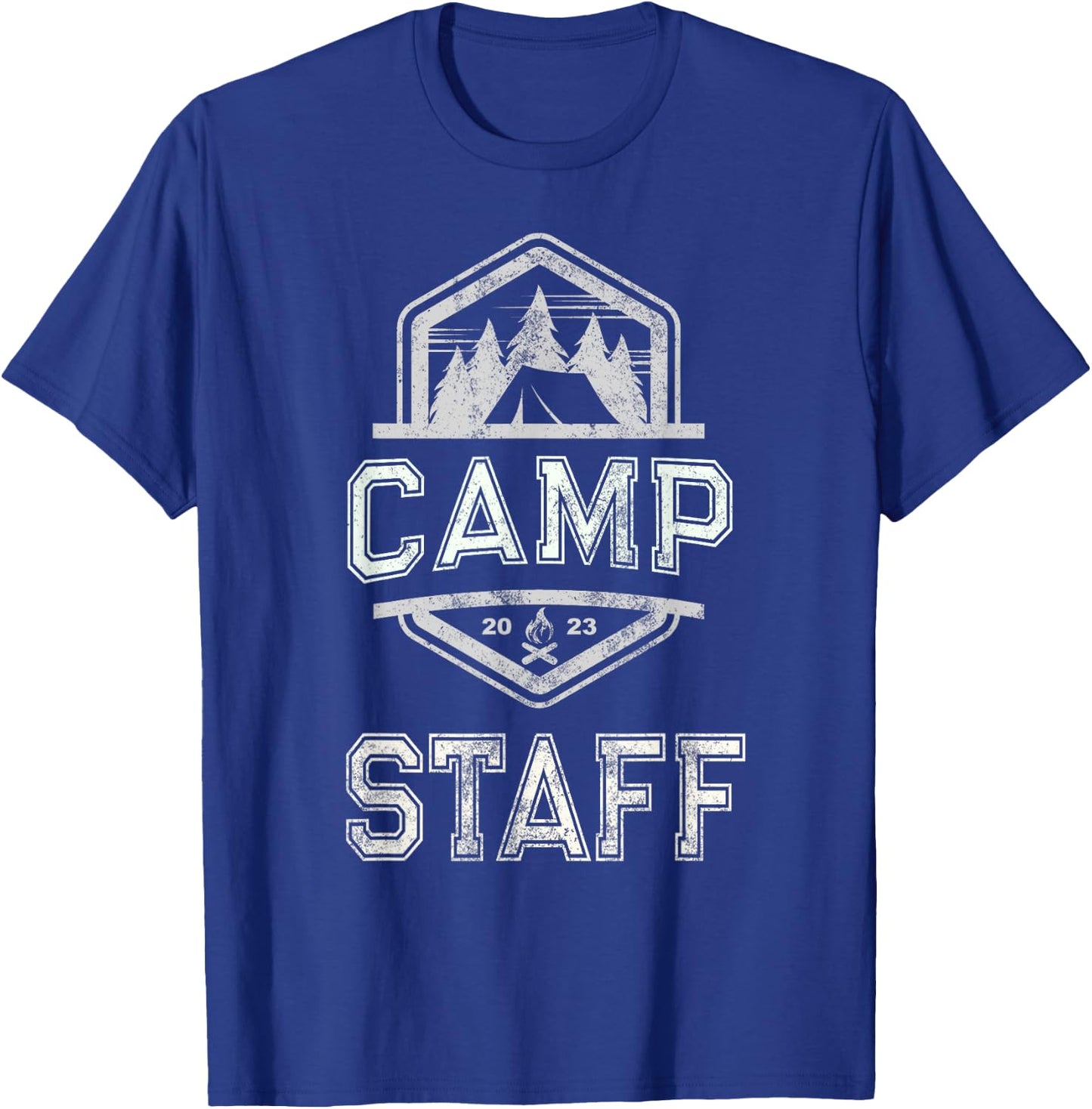 Vintage CAMP STAFF Summer Campground Host Crew Counselor T-Shirt - T-Shirt | Royal