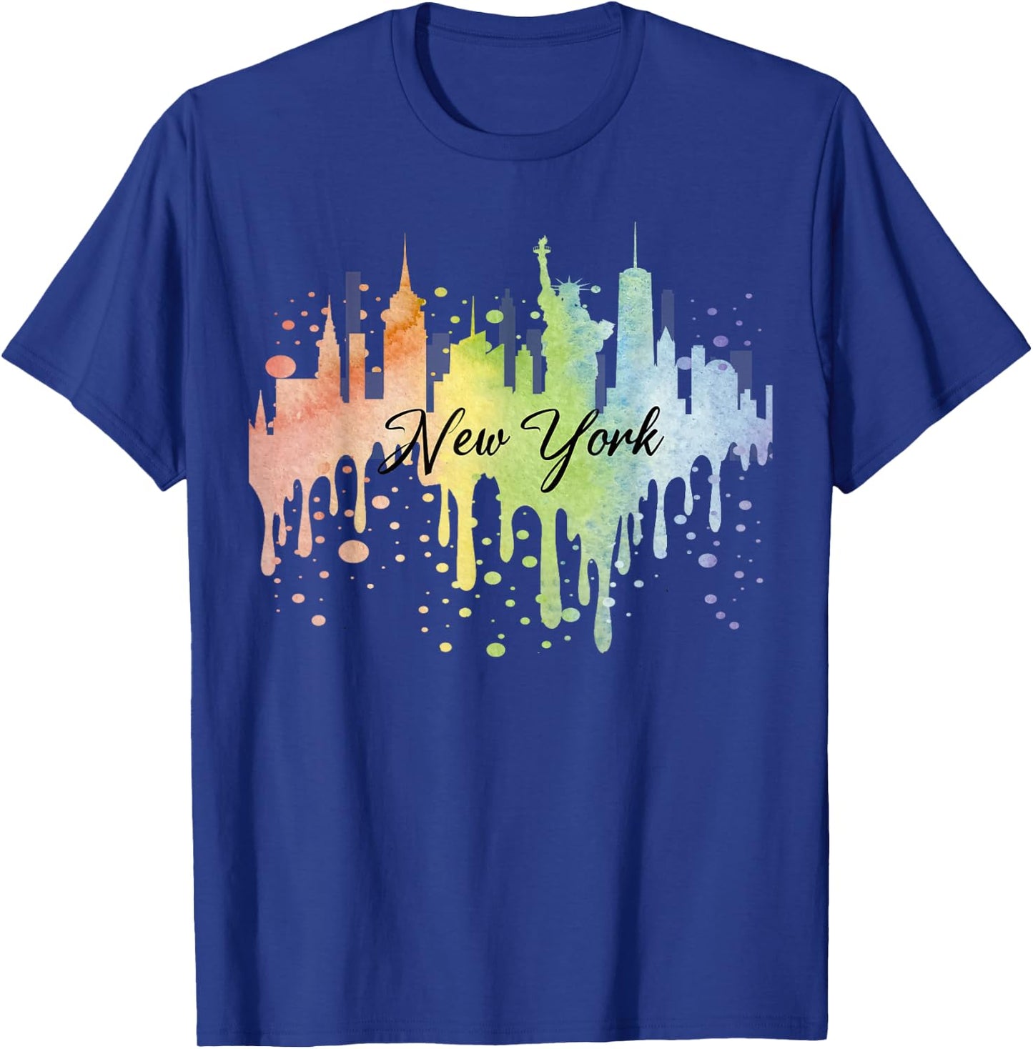 New York City Watercolor Art NYC Skyline Souvenir T-Shirt - T-Shirt | Royal