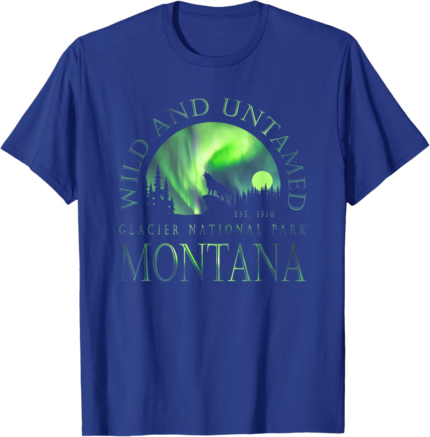 Montana - Glacier National Park - Northern Lights T-Shirt - T-Shirt | Royal