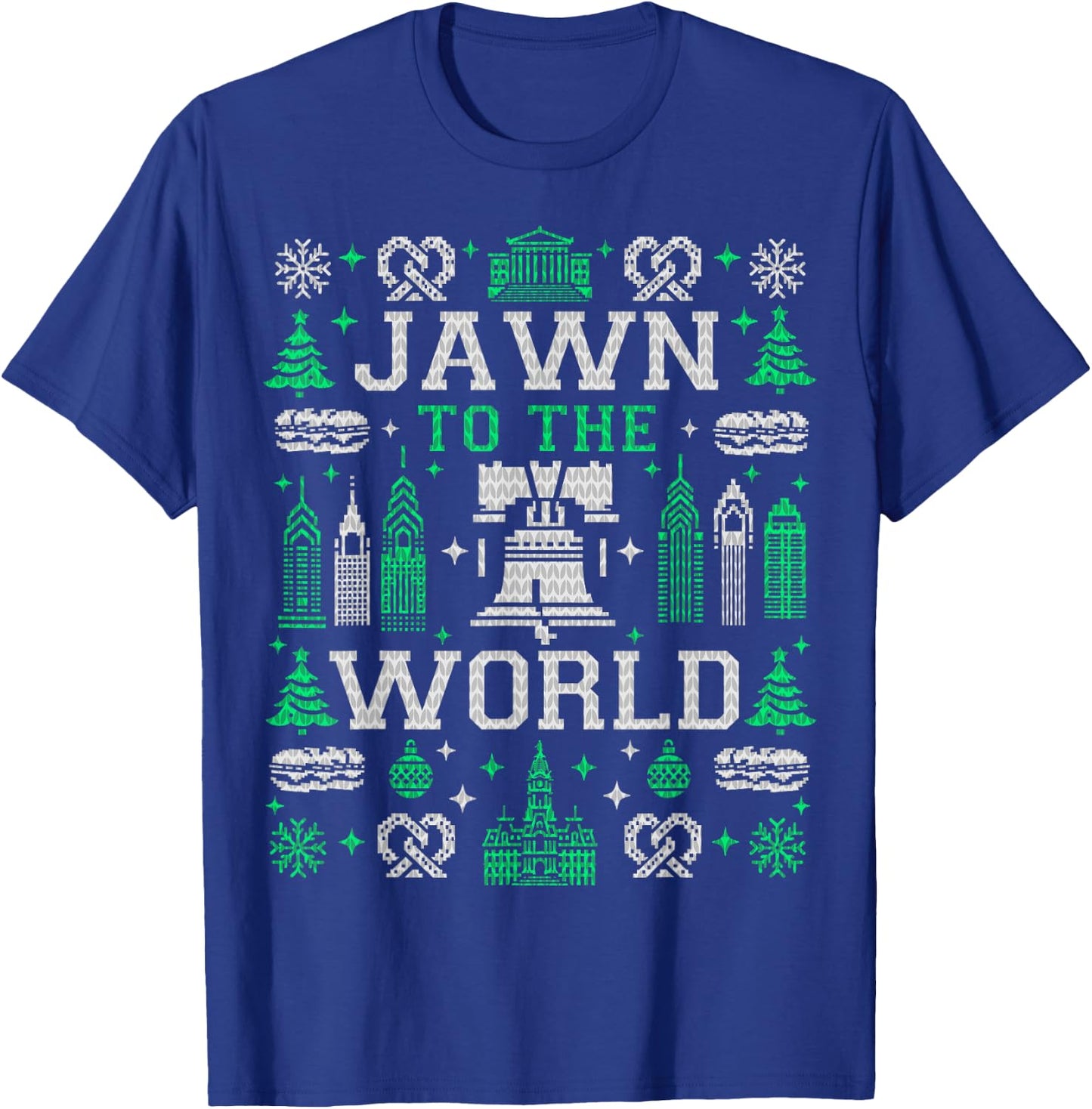 VINTAGE RETRO PHILADELPHIA PHILLY THROWBACK GIFTS Jawn to the World Philly Fan Philadelphia Ugly Christmas T-Shirt - T-Shirt | Royal