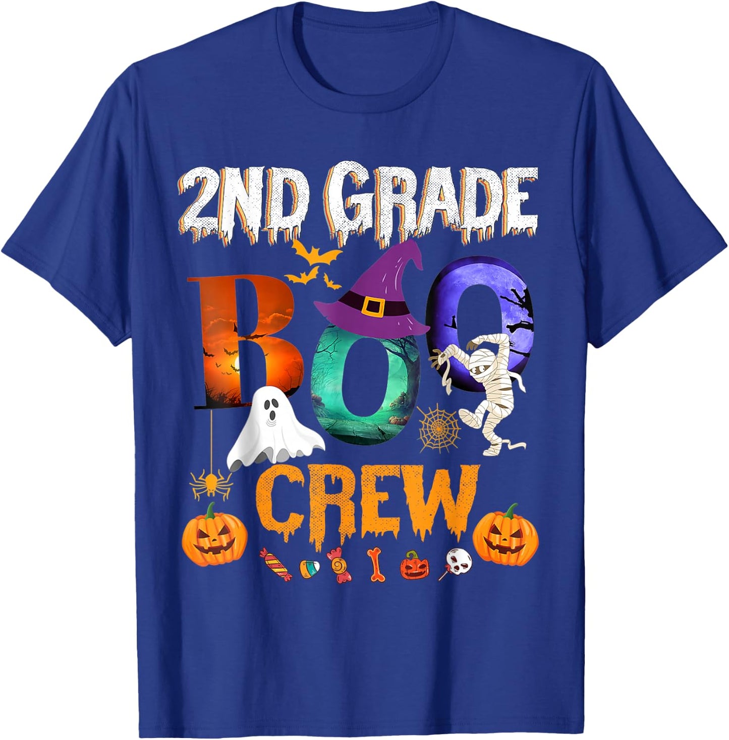 2nd Grade Boo Crew Teacher Student Funny Halloween Costume T-Shirt - T-Shirt | Royal