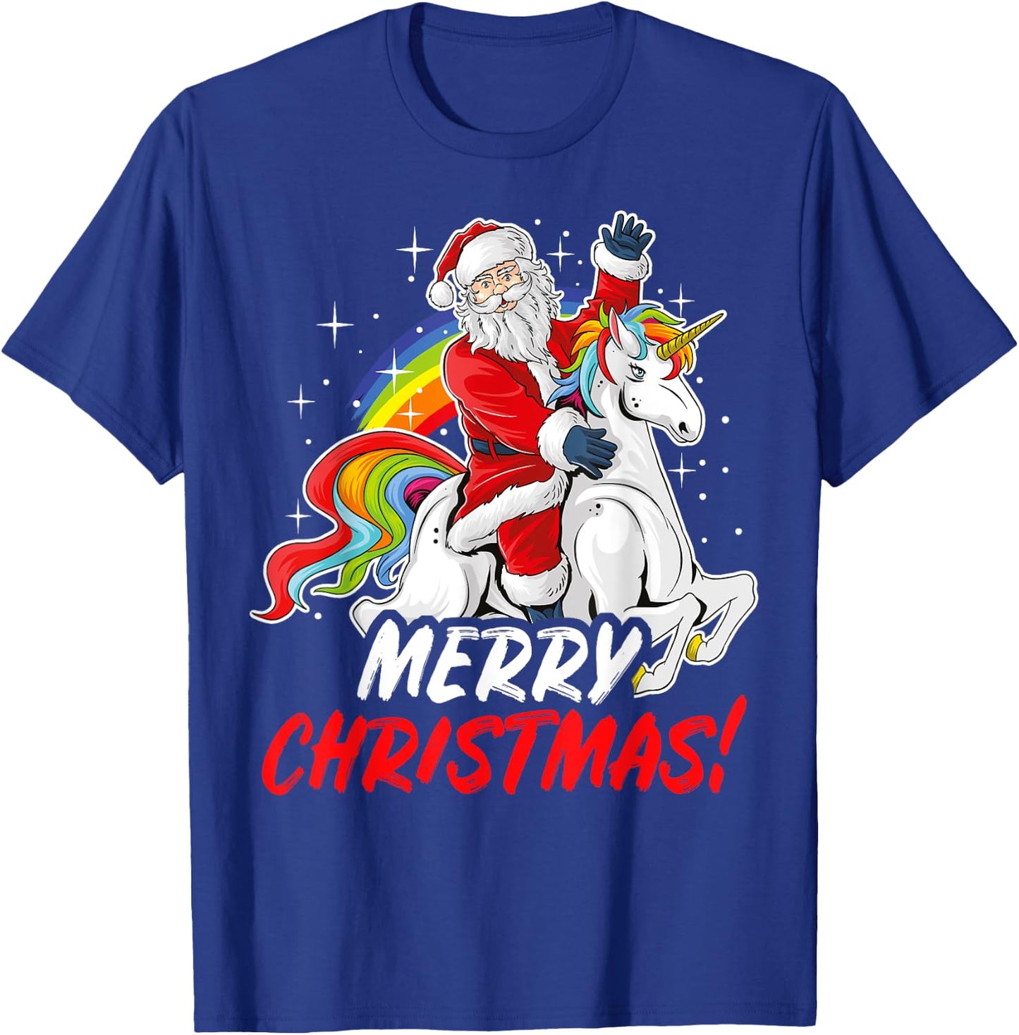 Unicorn Santa Claus Christmas Holiday T-Shirt - T-Shirt | Royal