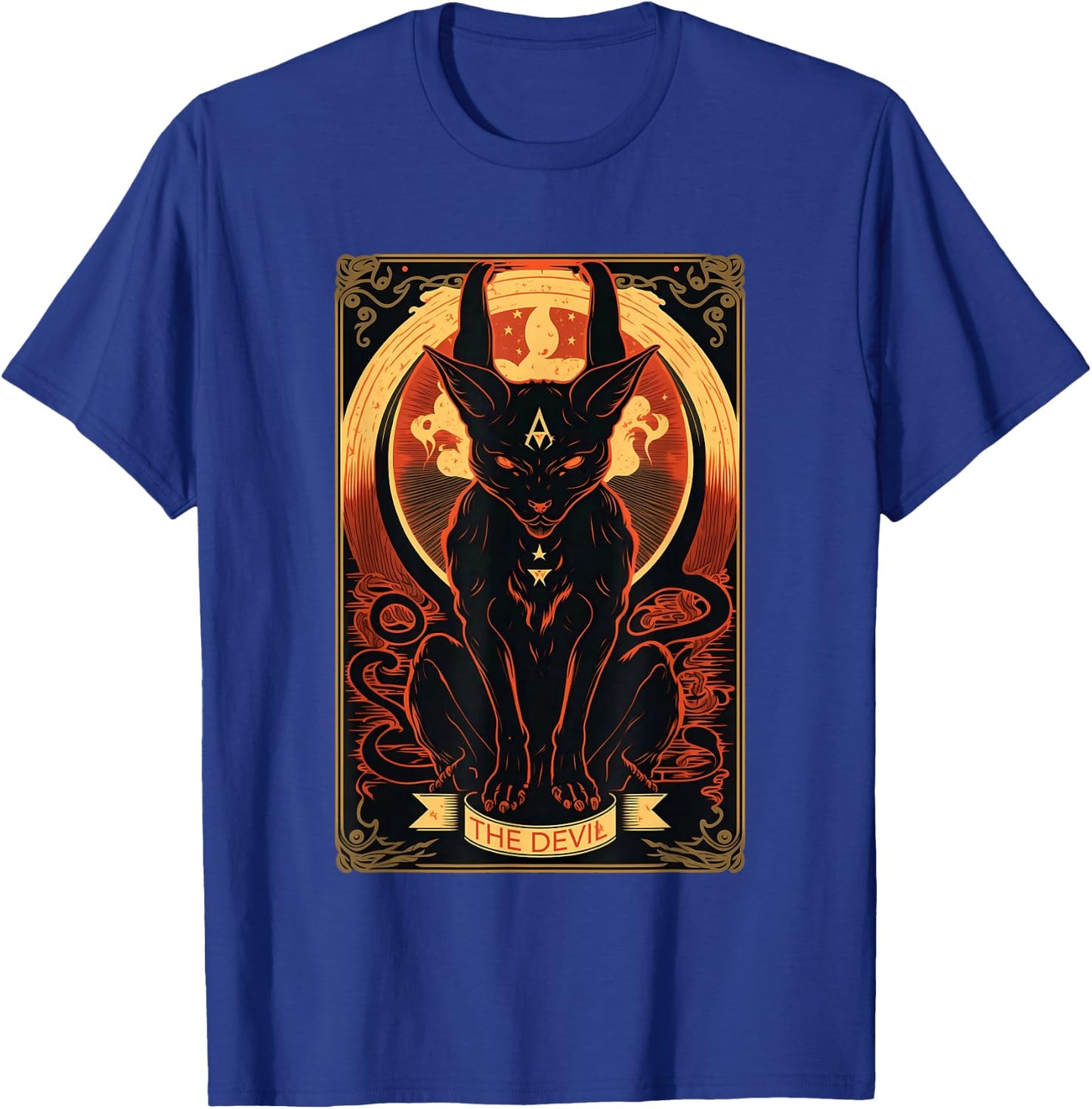 Cat Devil Tarot Card Graphic Illustration T-Shirt - T-Shirt | Royal