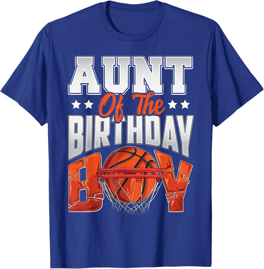 Aunt basketball birthday Boy Family Baller b-day Party T-Shirt - T-Shirt | Royal