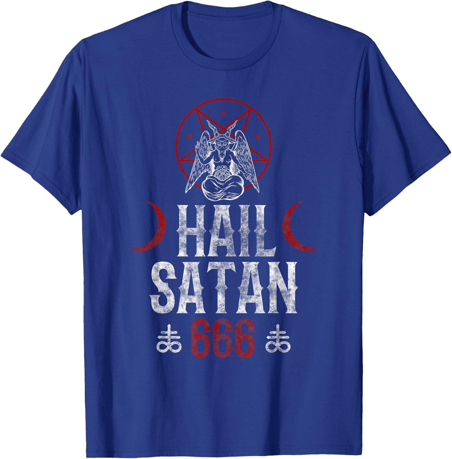 666 Hail Satan - Evil Goat Baphomet Goth T-Shirt - T-Shirt | Royal