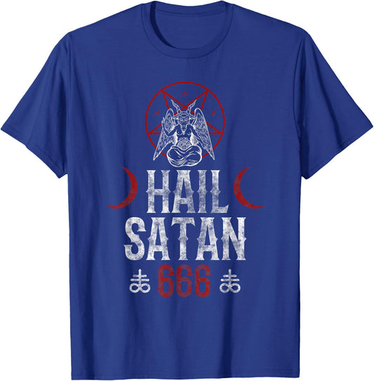 666 Hail Satan - Evil Goat Baphomet Goth T-Shirt - T-Shirt | Royal