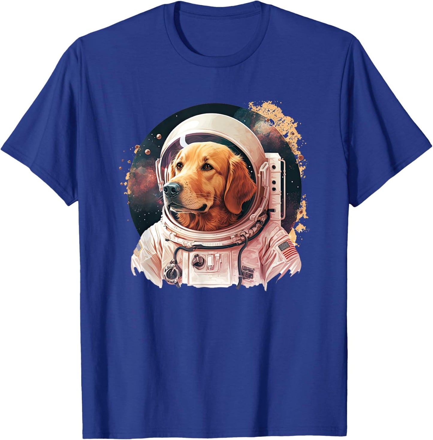 Funny Golden Retriever Astronaut in the space T-Shirt - T-Shirt | Royal