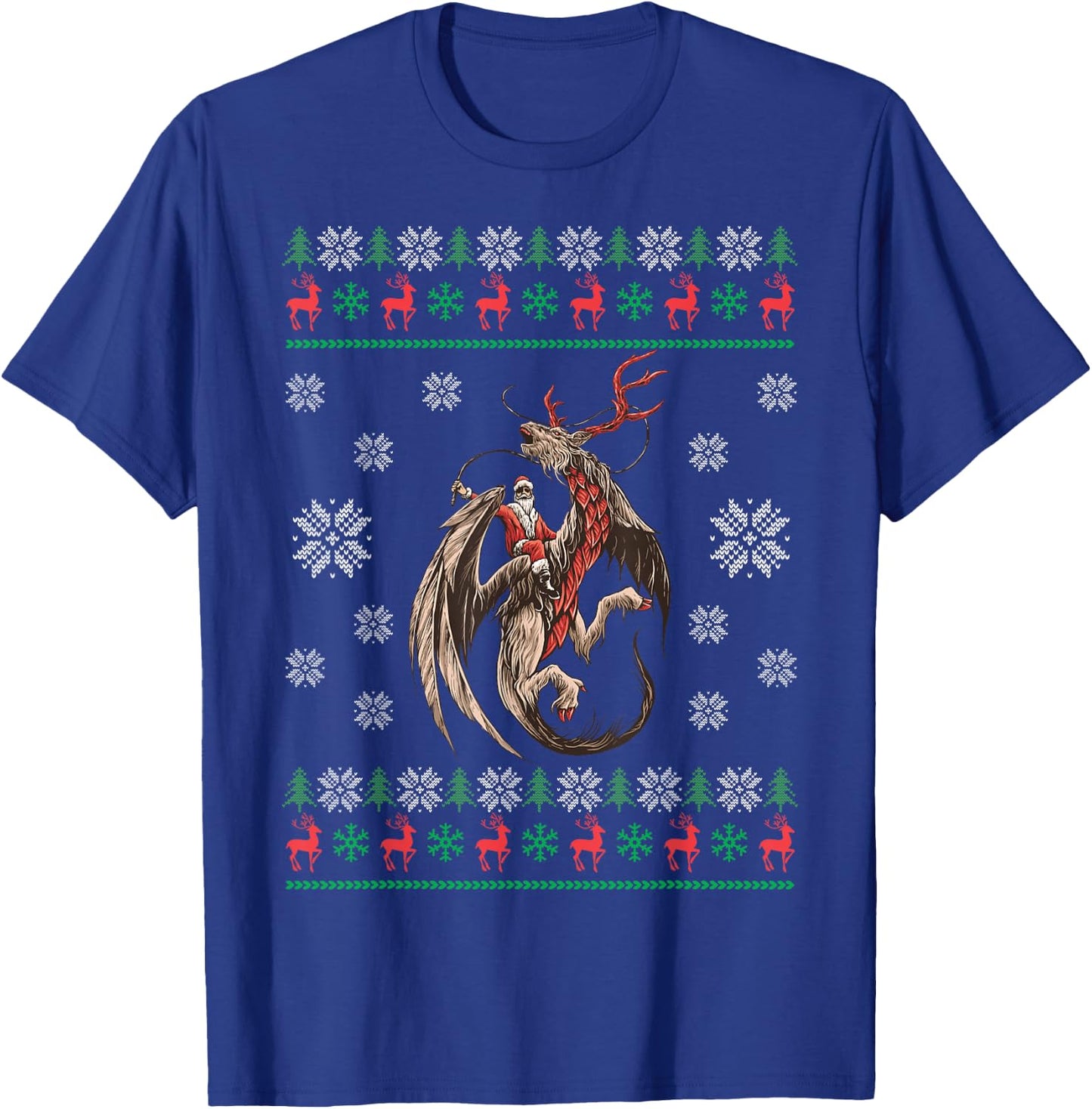 Santa Riding Dragon Christmas Ugly Sweater Dragon Lover T-Shirt - T-Shirt | Royal