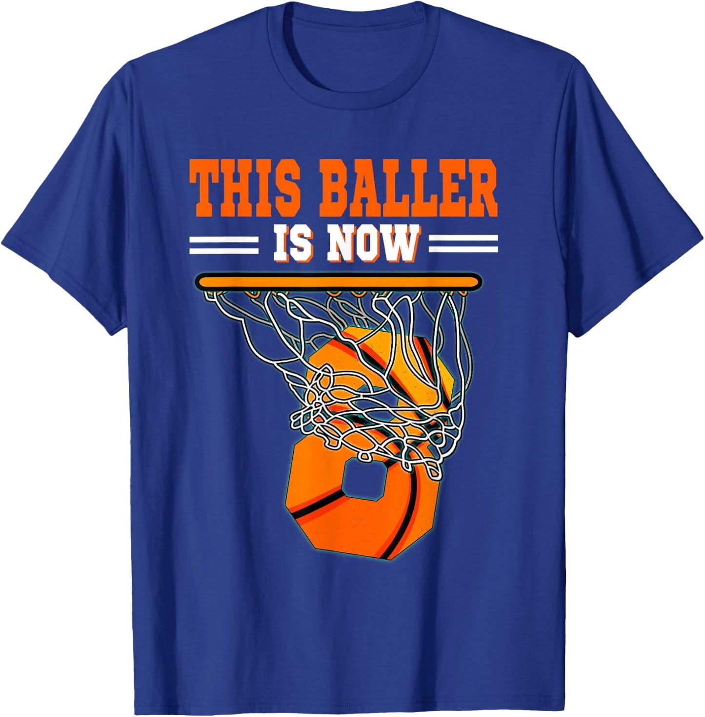 This Basketball Baller Is Now 8 Years Old 8th Happy Birthday T-Shirt - T-Shirt | Royal