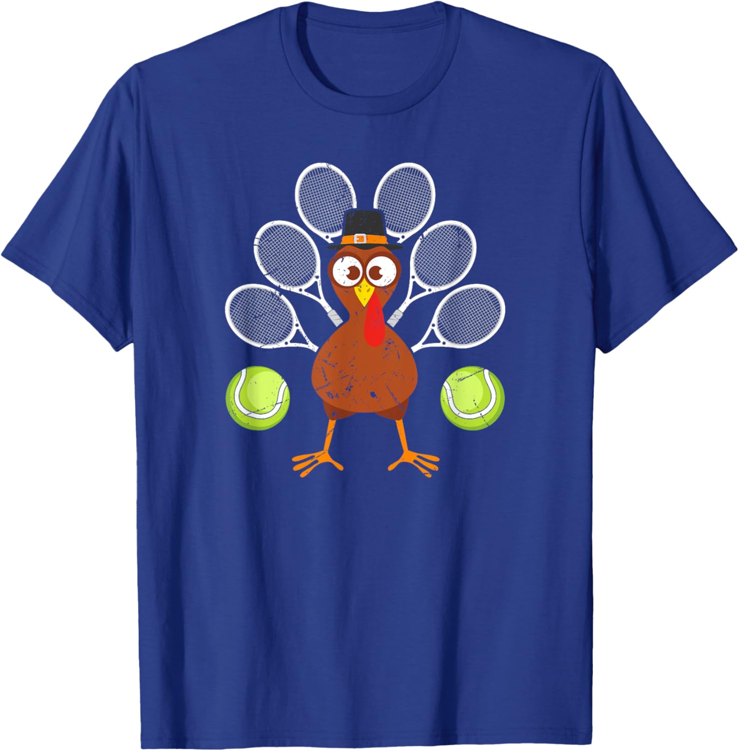 Tennis Racket Turkey Thanksgiving T-Shirt - T-Shirt | Royal