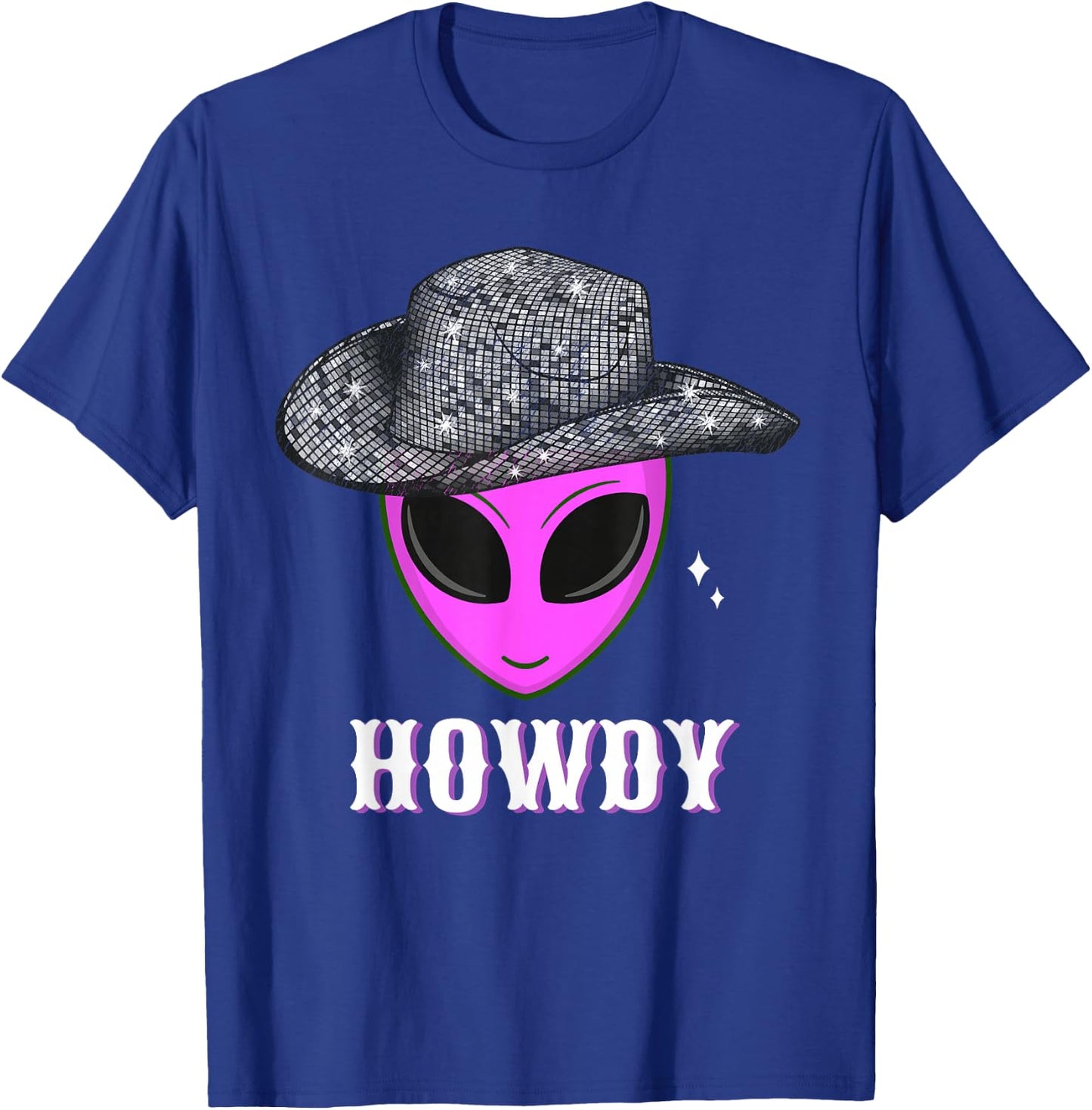 Cool Cowboy Hat Alien Howdy Space Western Disco Theme T-Shirt - T-Shirt | Royal