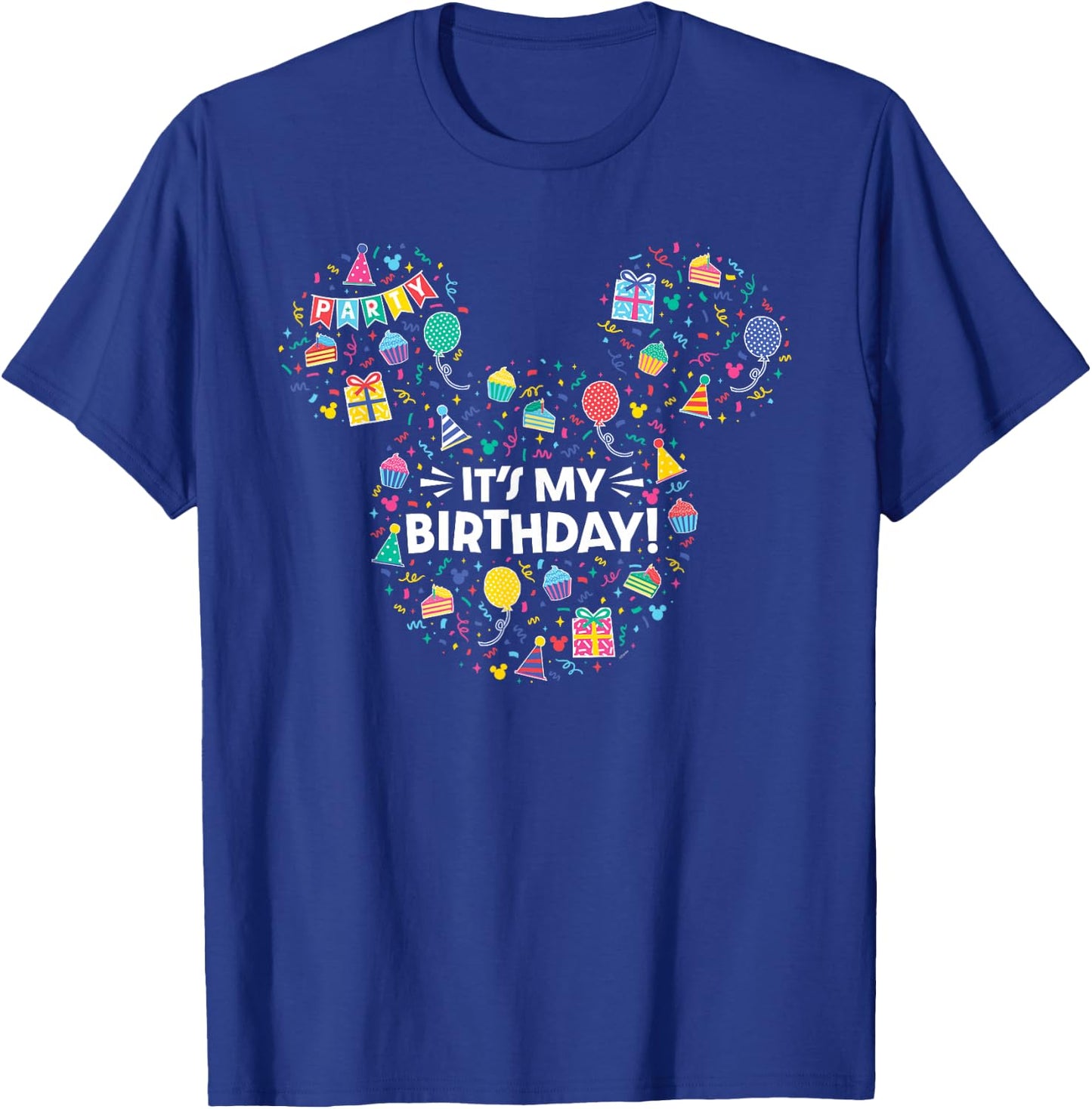 Disney Mickey Mouse Head Ears Icon Fill It’s My Birthday T-Shirt - T-Shirt | Royal