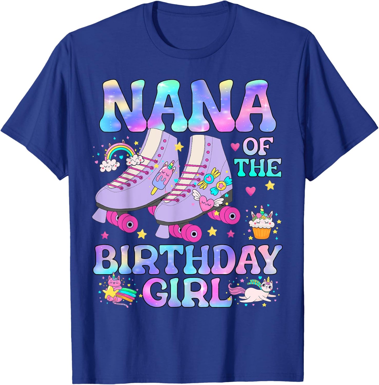Nana of The Birthday Girl Rolling Skate Lover Matching T-Shirt - T-Shirt | Royal