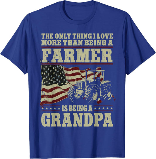 Farming Farmer Grandpa Vintage Tractor American Flag The T-Shirt - T-Shirt | Royal