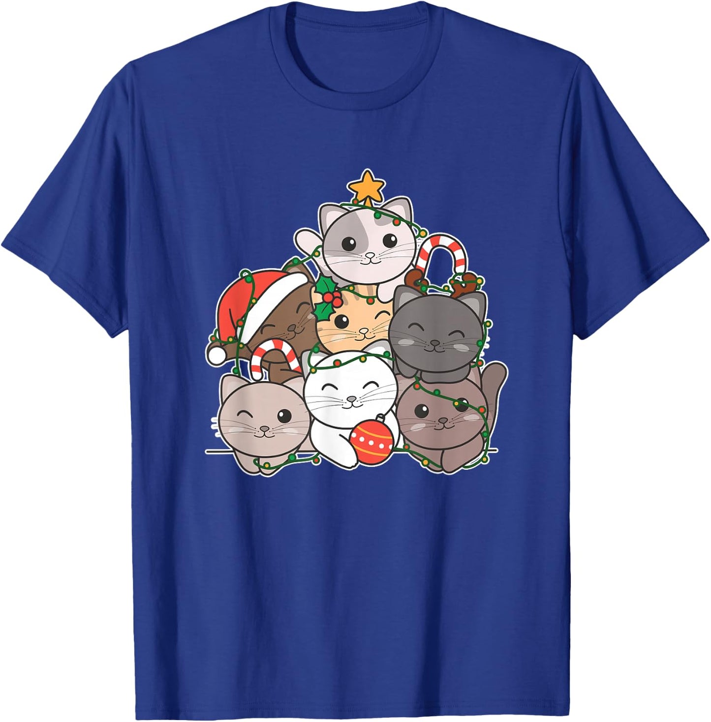 Cat Christmas Tree Funny Animal Christmas T-Shirt - T-Shirt | Royal