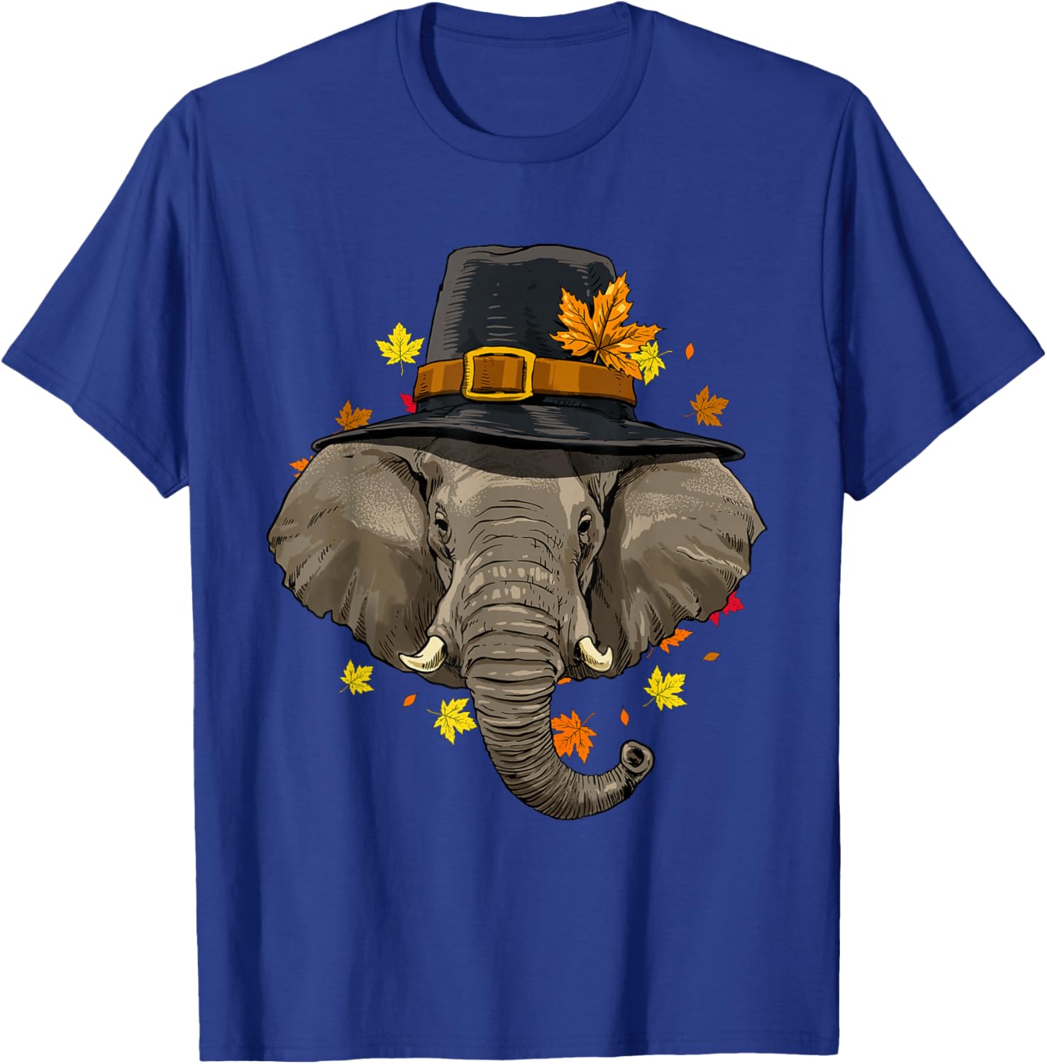 Thanksgiving Elephant Pilgrim Turkey Day Autumn Fall Tusker T-Shirt - T-Shirt | Royal