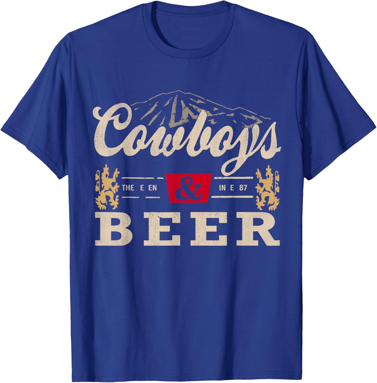 Vintage Cowboys Western and Beer, Cowboy Lovers Small T-Shirt - T-Shirt | Royal
