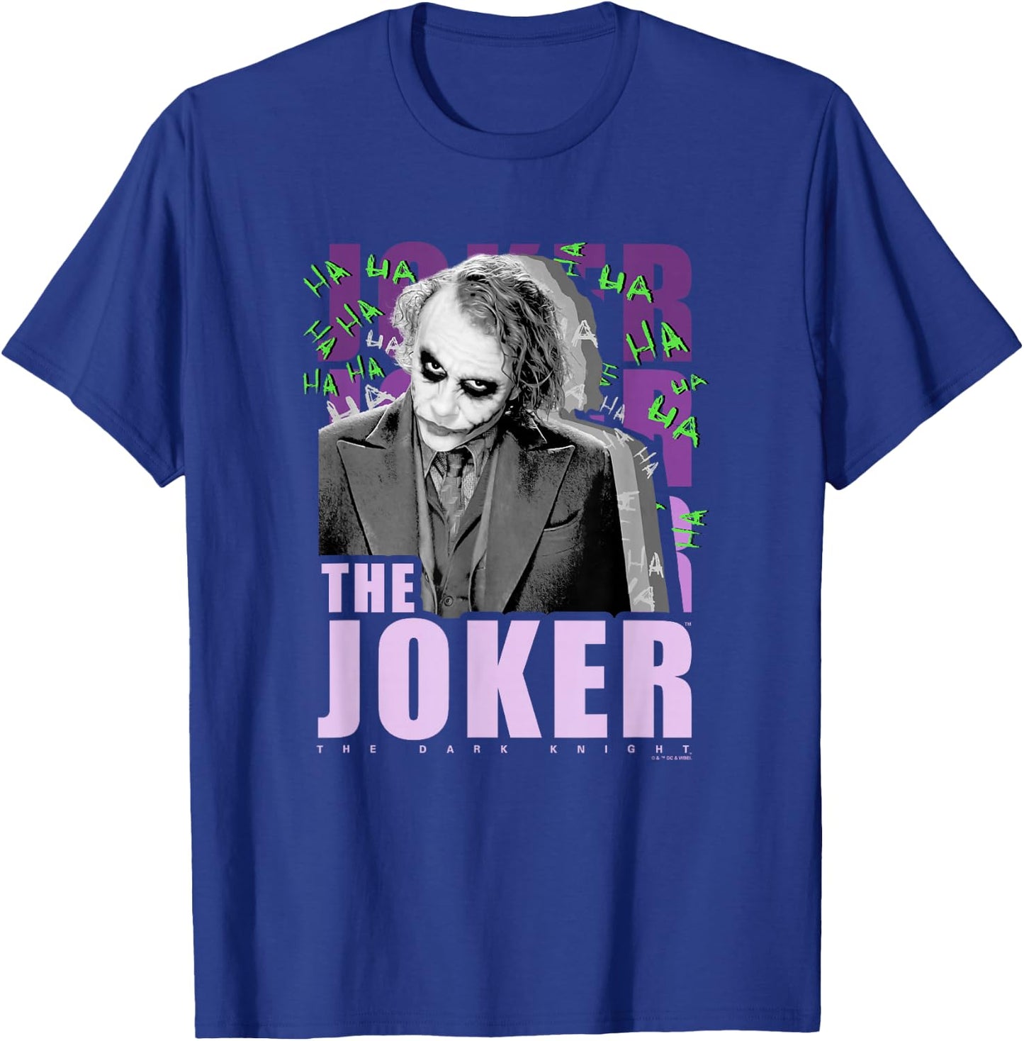 The Dark Knight The Joker Purple Ha Ha Distressed Poster T-Shirt - T-Shirt | Royal