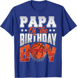 Papa basketball birthday Boy Family Baller b-day Party T-Shirt - T-Shirt | Royal