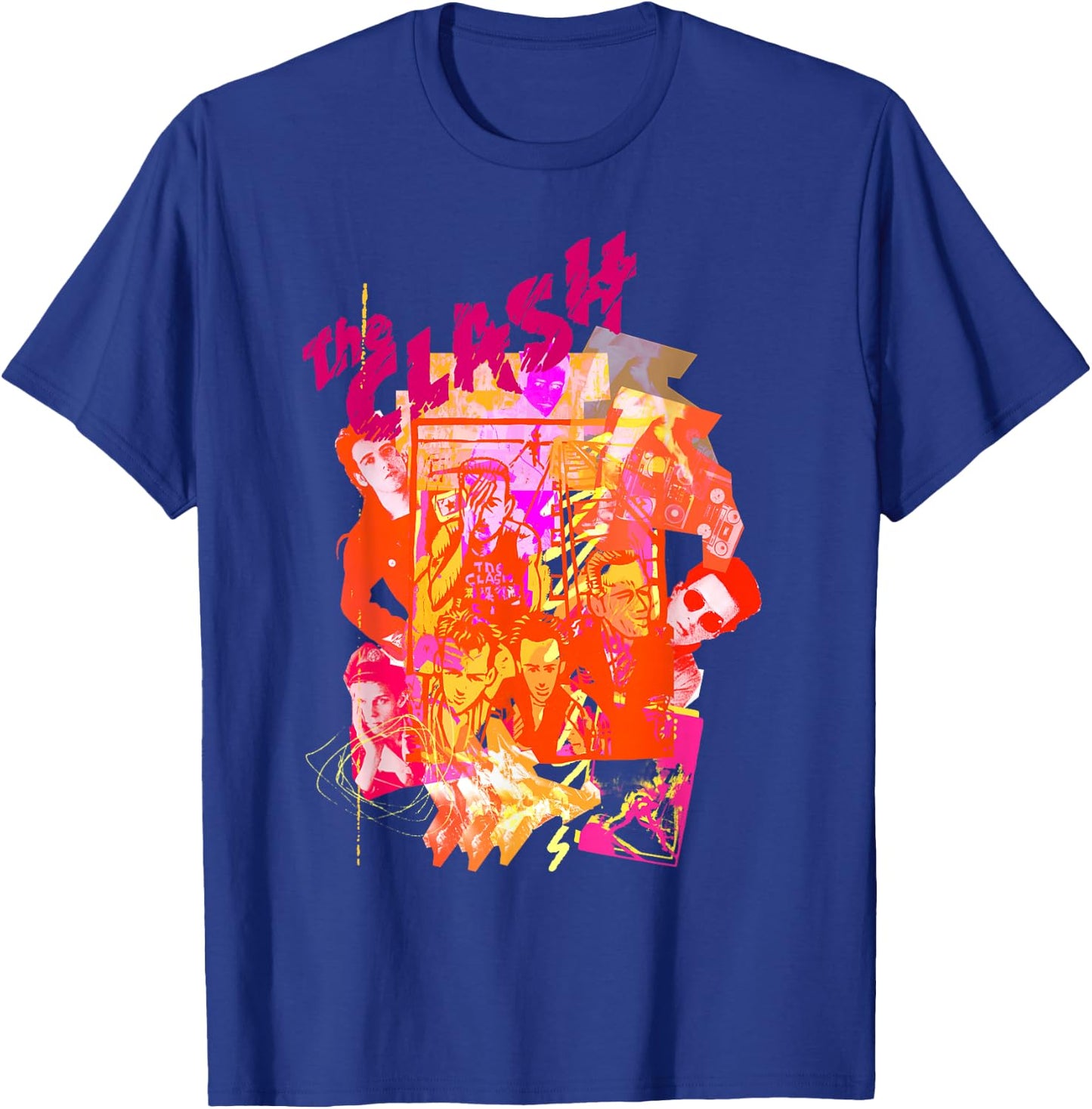 The Clash - Collage Neon T-Shirt - T-Shirt | Royal