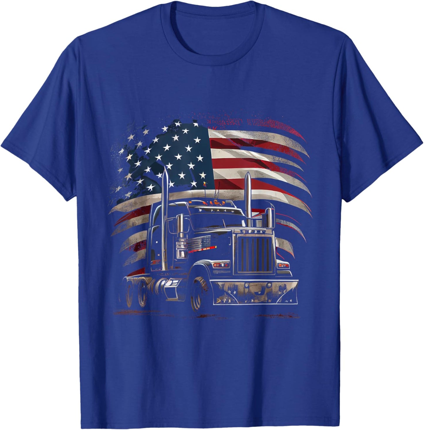 US American Flag Trucker Truck Driver Gift Women Men T-Shirt - T-Shirt | Royal