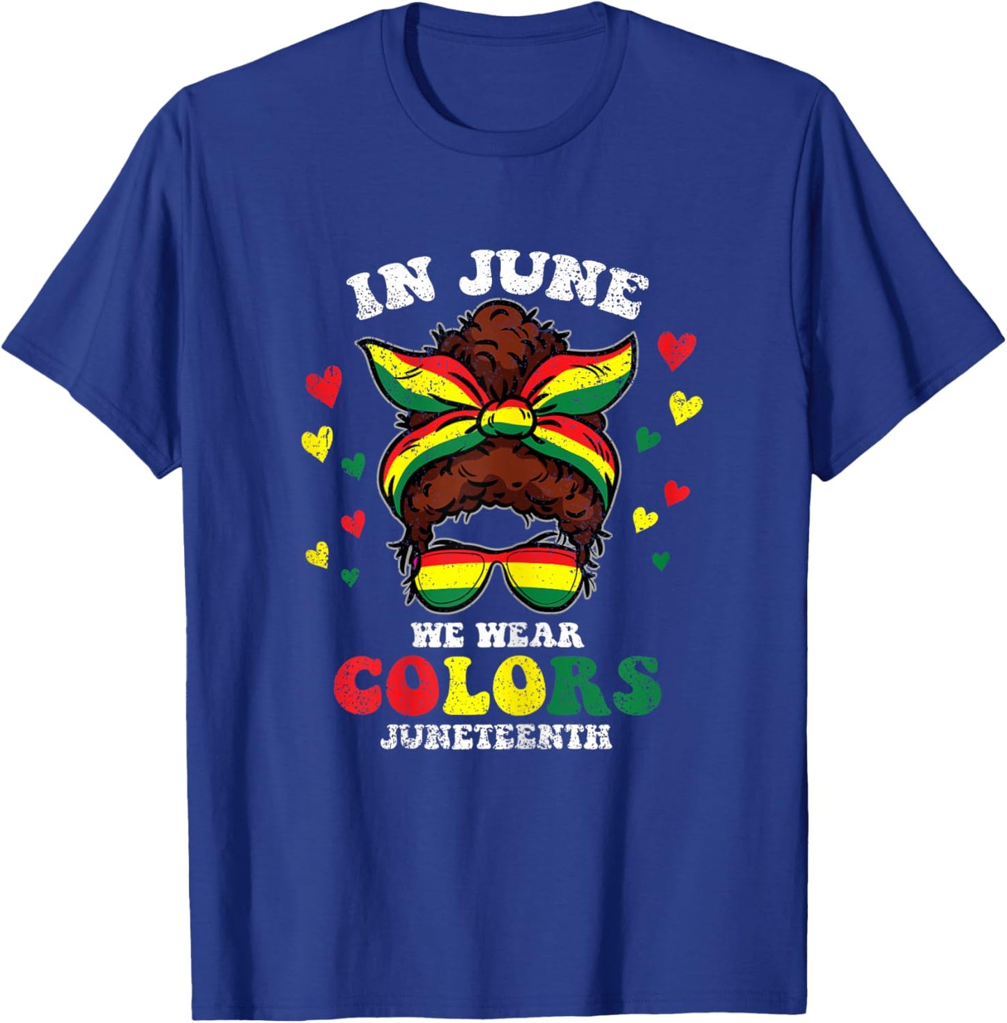 Afro Messy Bun Juneteenth Cute Black History African Girls T-Shirt - T-Shirt | Royal
