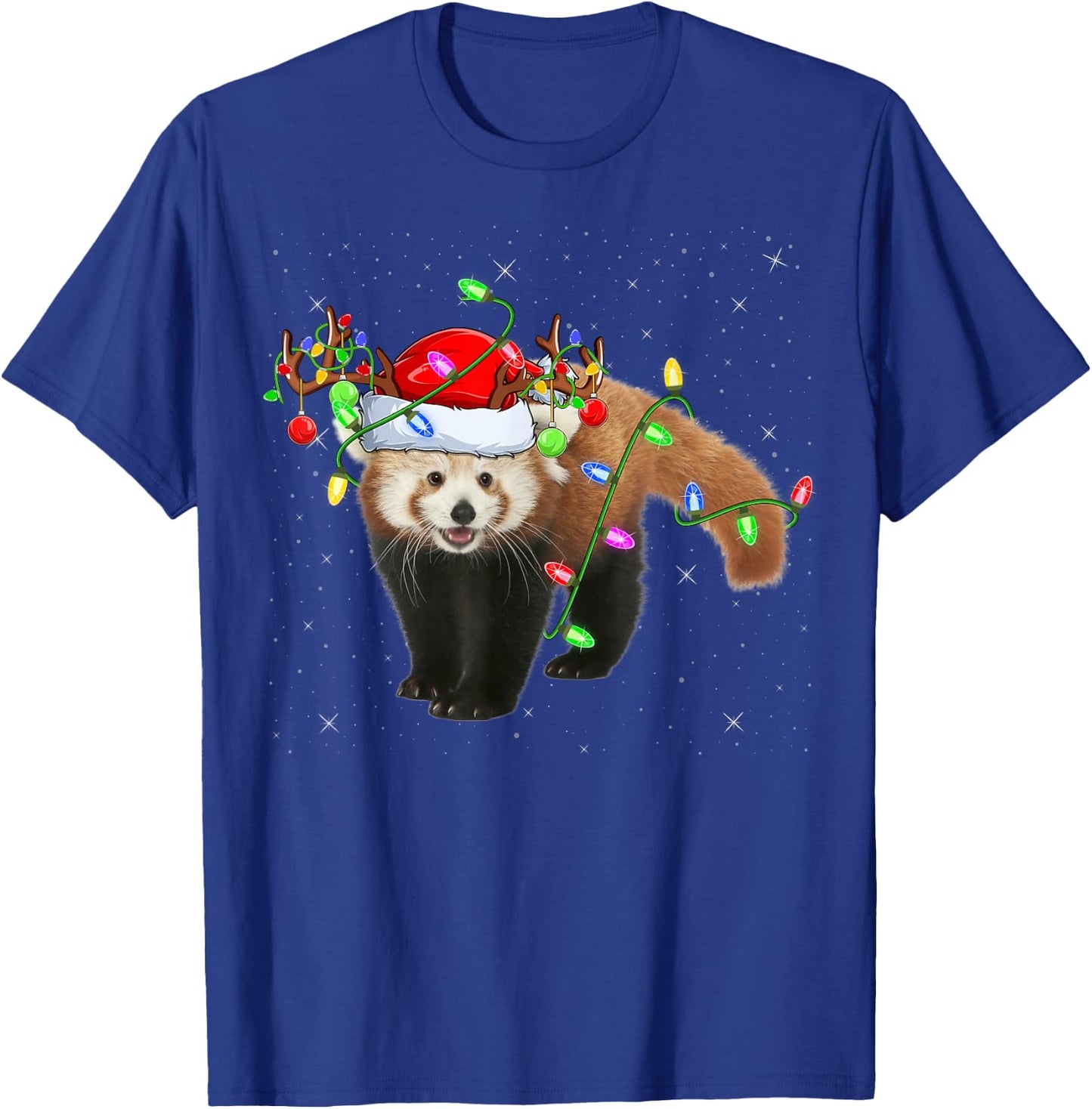 Red Panda Lover Xmas Lighting Santa Red Panda Christmas T-Shirt - T-Shirt | Royal