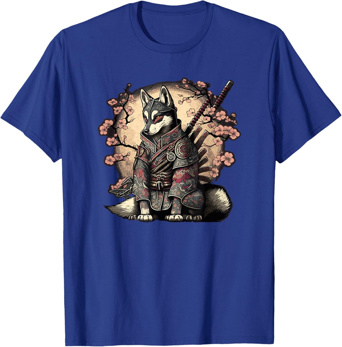 Japanese Samurai Wolf Tattoo, Vintage Kawaii Ninja T-Shirt - T-Shirt | Royal