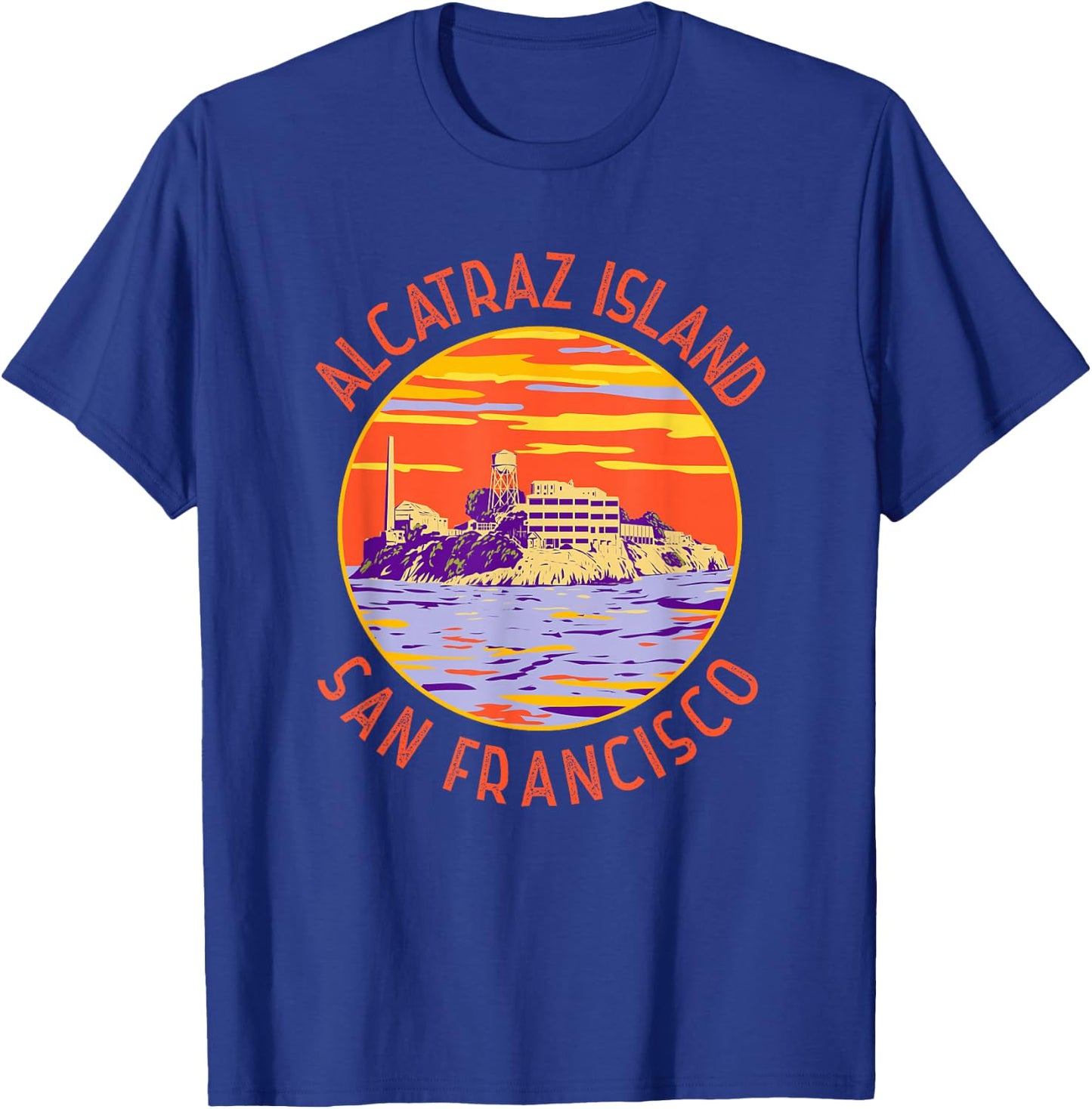 Alcatraz Island San Francisco Distressed Circle Vintage T-Shirt - T-Shirt | Royal