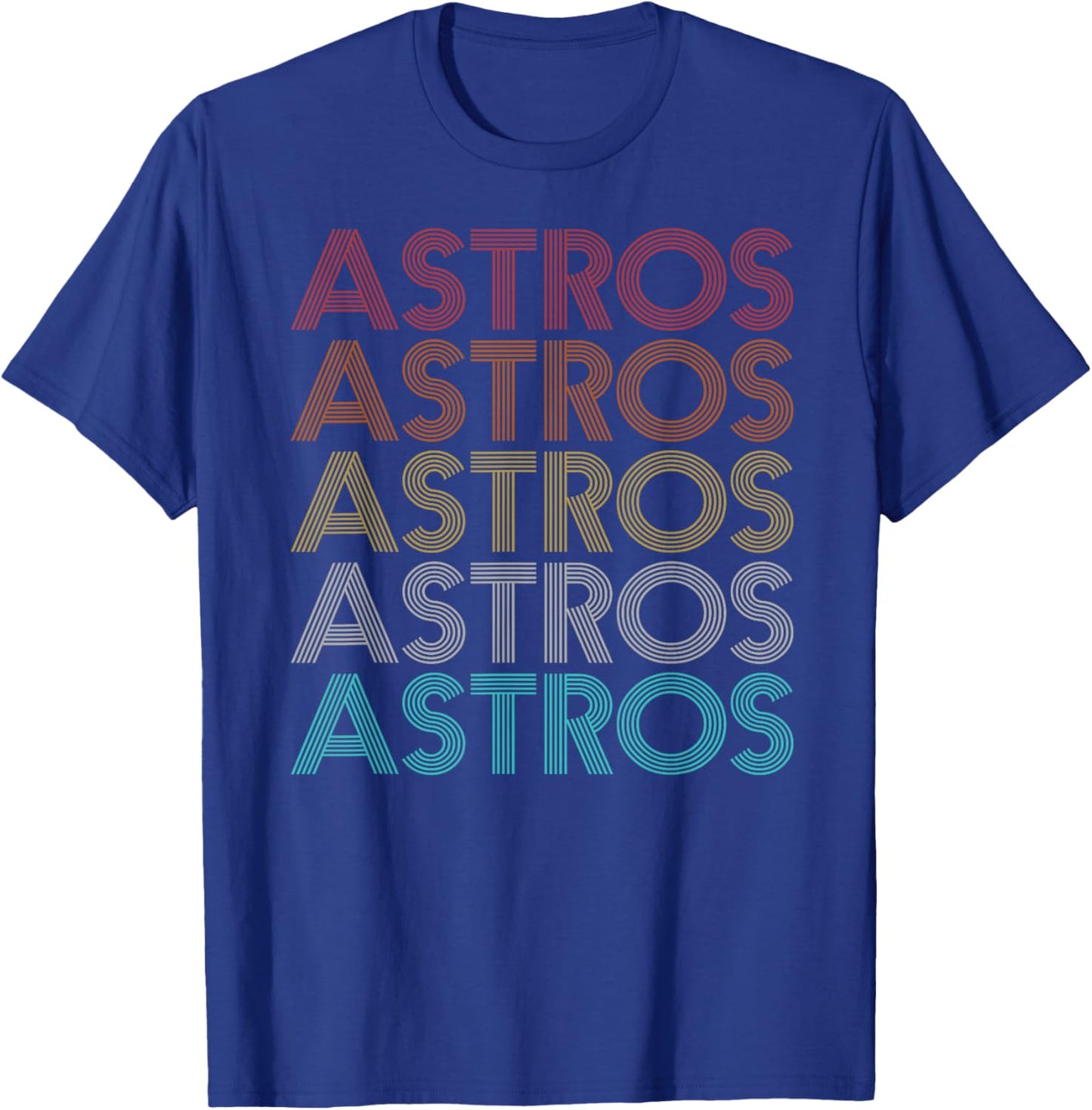 Astros Vintage Retro Clothing Men's Retro Vintage Astros Black Short Sleeve Classic Fit Small T-Shirt - T-Shirt | Royal