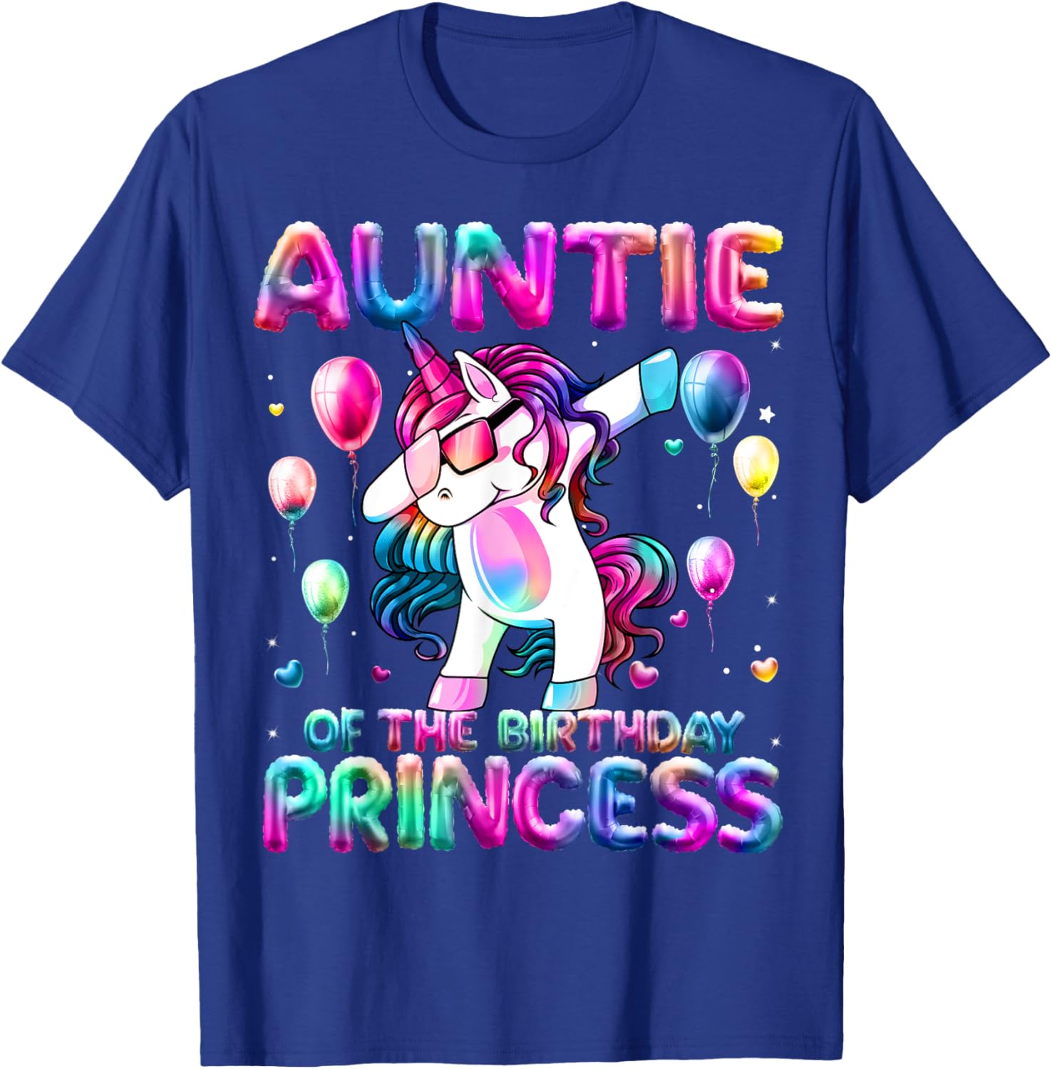 Auntie of the Birthday Princess Girl Flossing Unicorn Aunt T-Shirt - T-Shirt | Royal