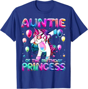 Auntie of the Birthday Princess Girl Flossing Unicorn Aunt T-Shirt - T-Shirt | Royal