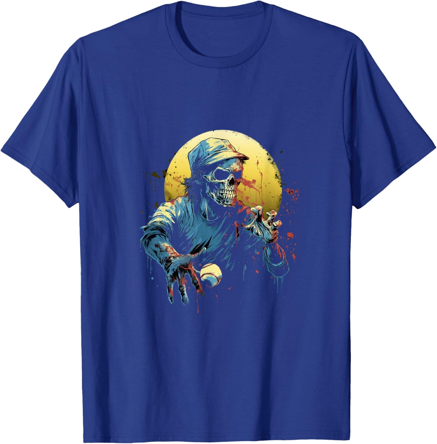 Zombie Playing Baseball Halloween Baseball Player T-Shirt - T-Shirt | Royal
