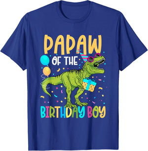 Papaw Of The Birthday Boy Family Matching Dinosaur Squad T-Shirt - T-Shirt | Royal