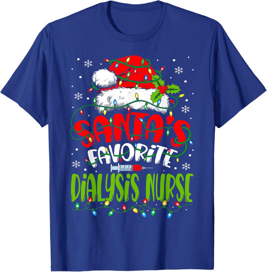 Santa Favorite Dialysis Nurse Christmas Nephrology Nurse T-Shirt - T-Shirt | Royal