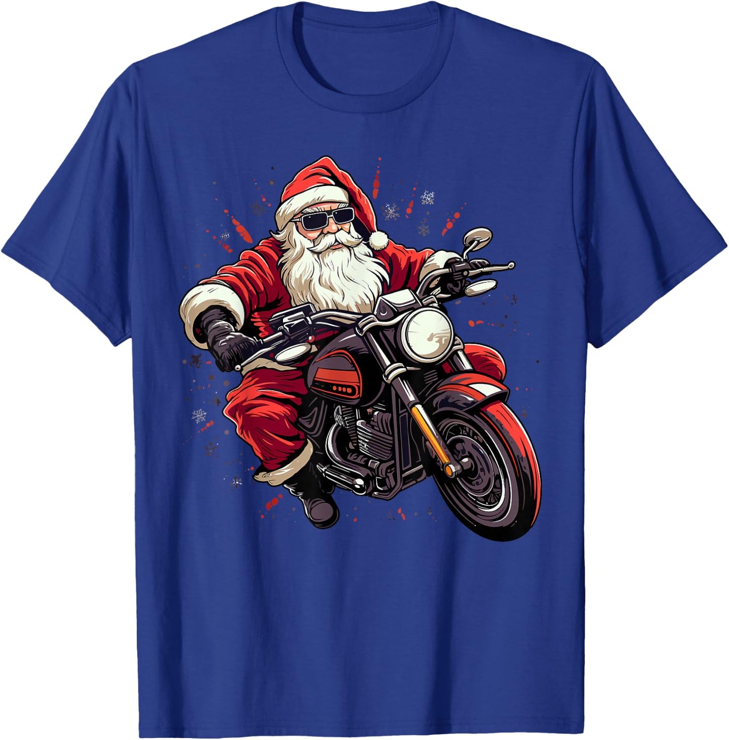 Motorcycle Santa Christmas Rider Xmas T-Shirt - T-Shirt | Royal