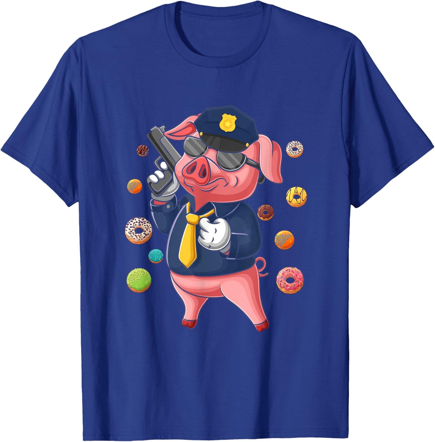 Pig Cop Fun Police Officer Doughnut Distrust Law Enforcement T-Shirt - T-Shirt | Royal