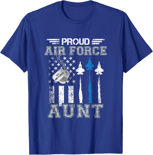 Proud Air Force Aunt US Air Force Graduation Aunt Gifts T-Shirt - T-Shirt | Royal
