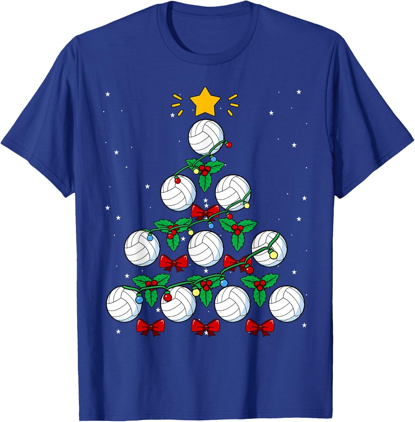 Volleyball Christmas Tree Ball Team Sports Coach Player Game T-Shirt - T-Shirt | Royal