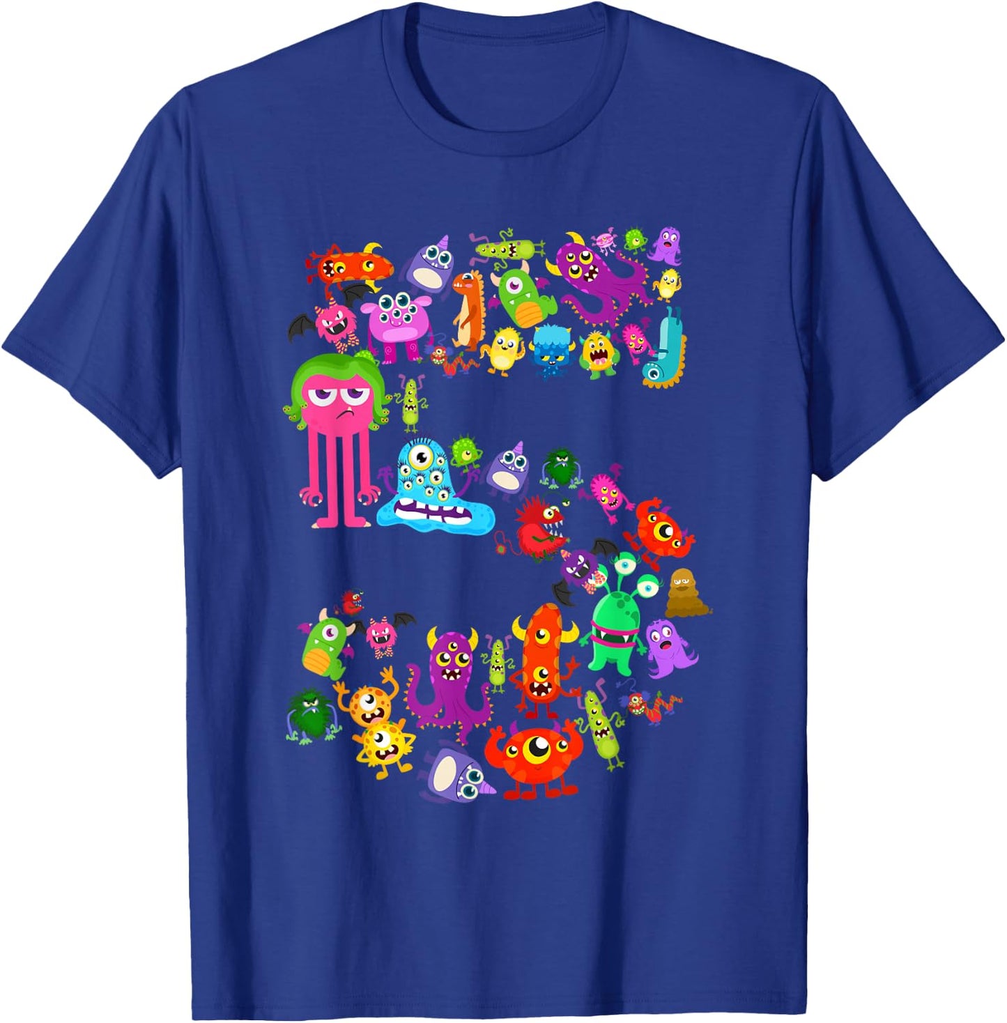 Little Monster 5 Five Year Old 5th Birthday Party Monsters T-Shirt - T-Shirt | Royal