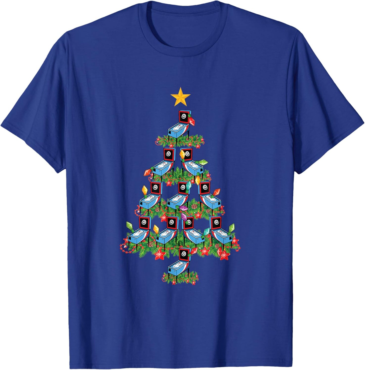 Pinball Machine Retro Arcade Game Gamer Pinball Christmas T-Shirt - T-Shirt | Royal