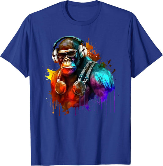 Gorilla DJ with Headphones Rave Techno T-Shirt - T-Shirt | Royal