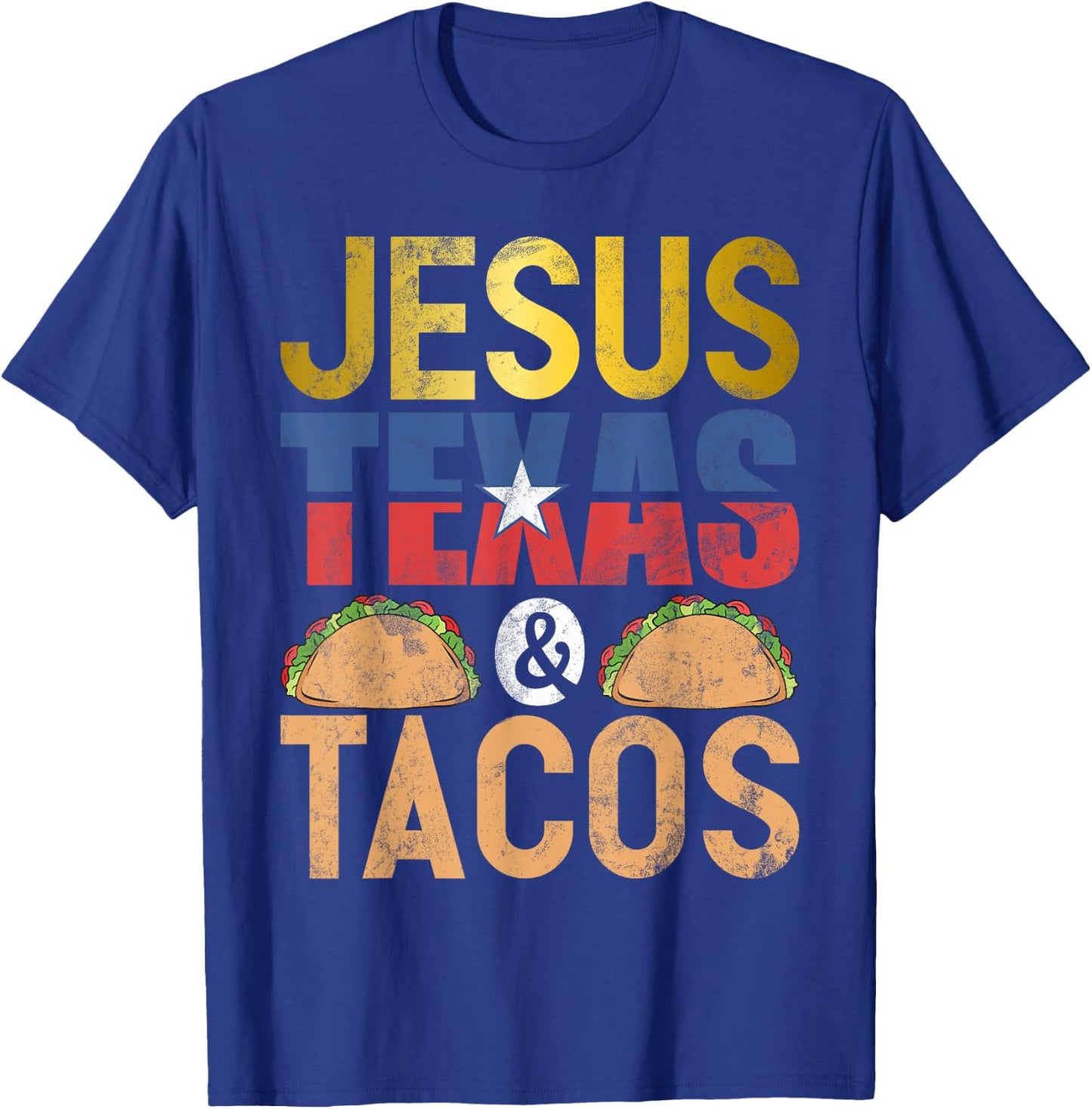 Jesus Texas & Tacos State Flag Longhorn Texas Symbols Texans T-Shirt - T-Shirt | Royal