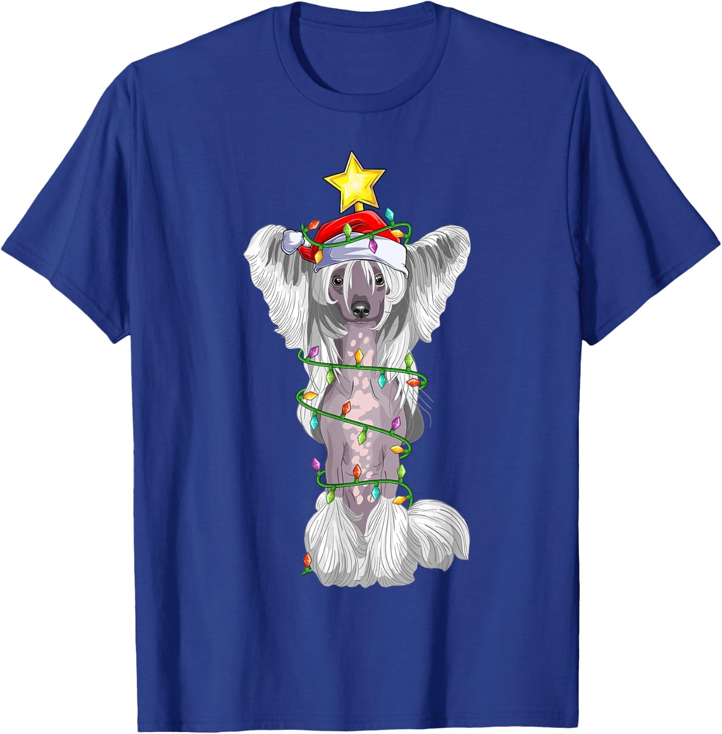 Lighting Xmas Tree Matching Santa Chinese Crested Christmas T-Shirt - T-Shirt | Royal